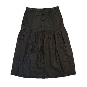 Saks Fifth Avenue 100% Linen Black Tiered Skirt Coastal Resort Travel L